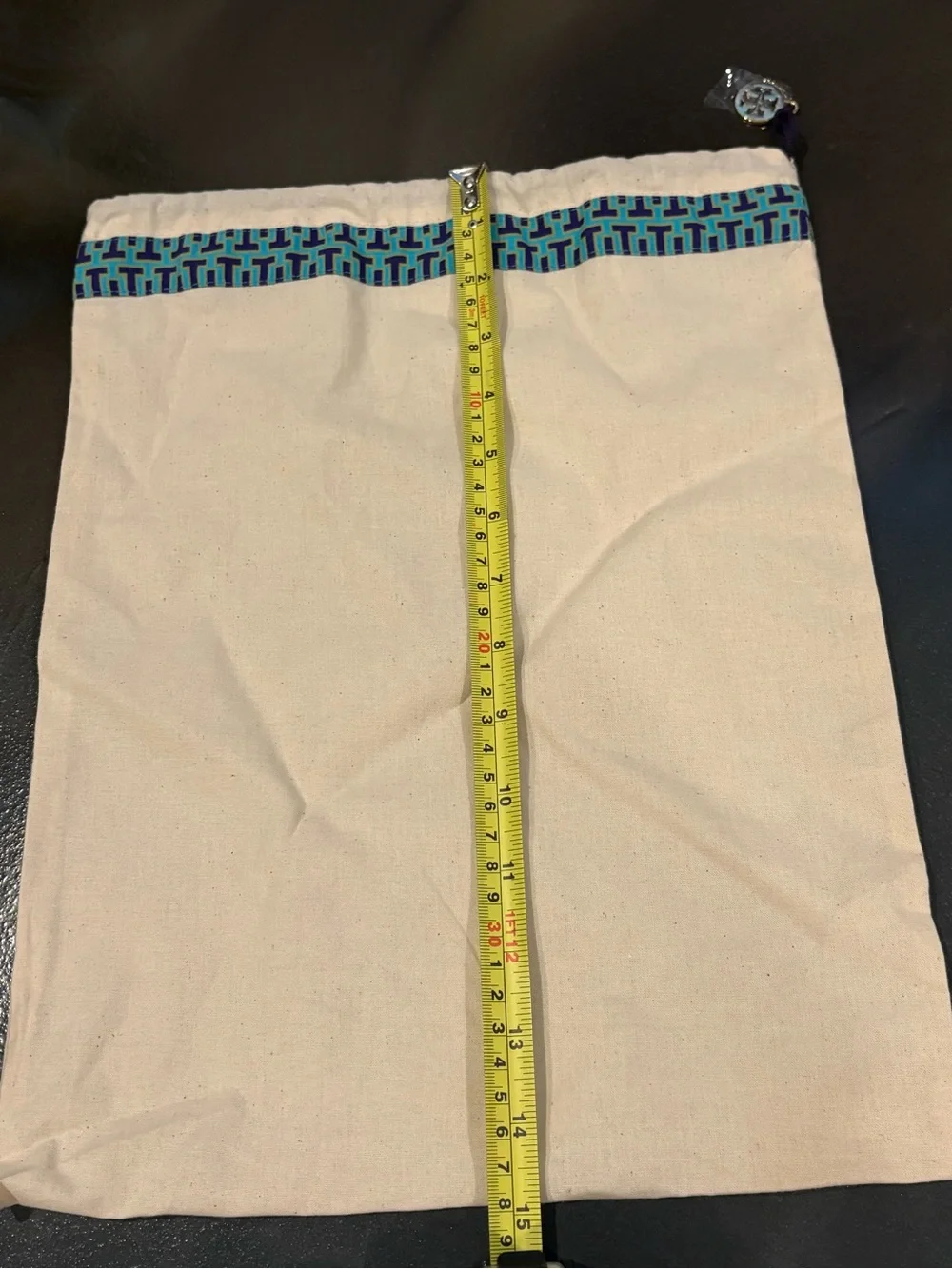Tory Burch Drawstring Dust Bags Set Of 2 Blue Logo Trim Shoe Travel Storage